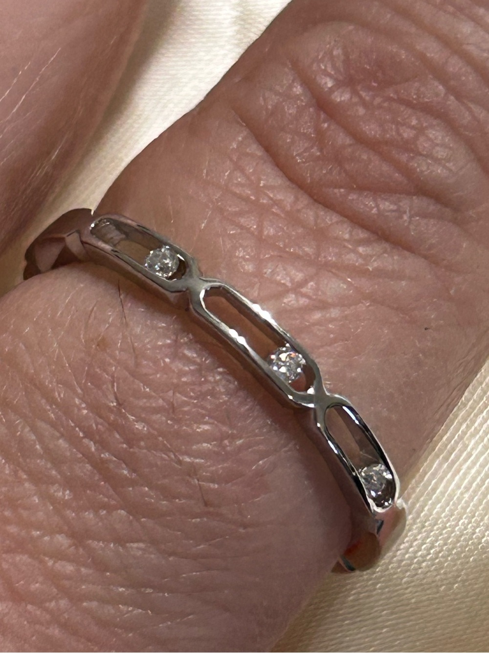 Size 10.25 Sterling Silver Open-Link Ring with Moissanite - NWT